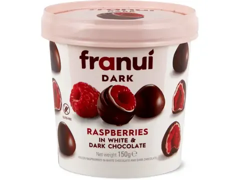 Franui · Raspberries · in white and dark chocolate 150g
