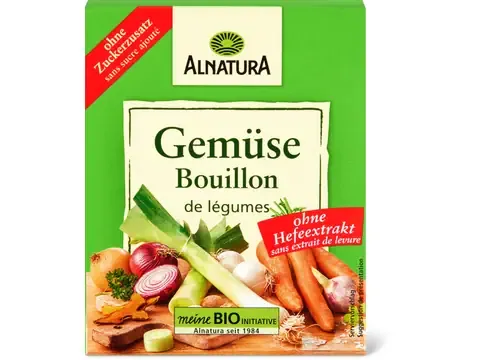 Alnatura · Bouillon de légumes · Bio, sans sucre ajouté, sans extrait de levure 6x11g