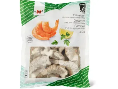 M-Budget · Crevettes · crues et avec carapace entaillée 450g