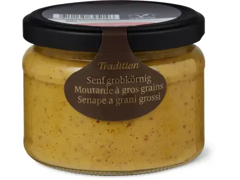 Moutarde · à gros grains, végétalien 250g