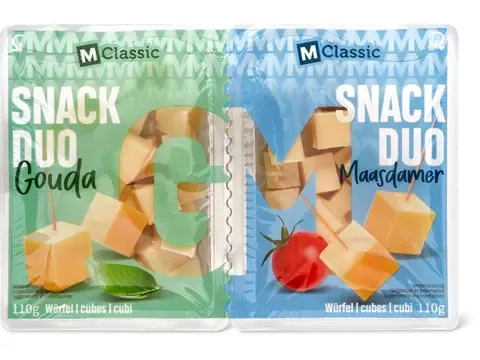 M-Classic · Snack Duo cubes de fromage · Gouda and Maasdam 220g