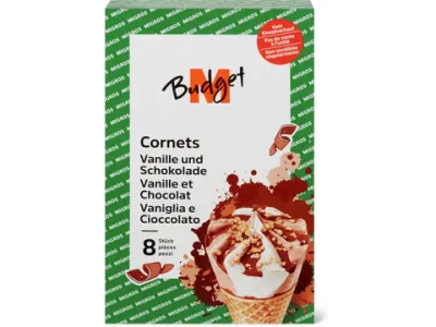 M-Budget · Cornets · Vanille et chocolat 8x120ml