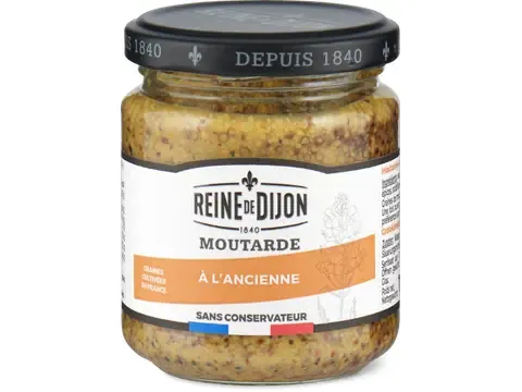 Reine de Dijon · Moutarde de Dijon · à l’ancienne, végétalien 190g
