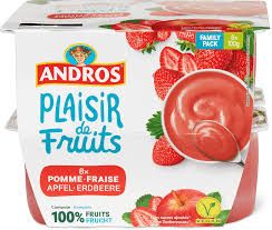Andros · Compote · Pomme fraise, Sans sucre ajouté, végétalien 8 x 100g