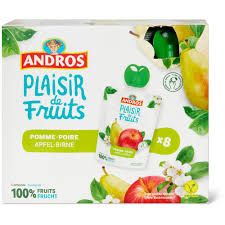 Andros · Compotes · Pomme-poire, Sans sucre ajouté, végétalien 8 x 100g