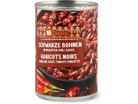 M-Classic · Haricots noirs · dans une sauce tomate pimentée, végétalien 440g