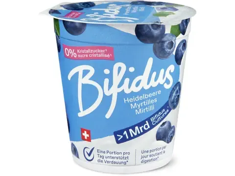 Bifidus · Yogourt · Myrtille, 0% de sucre, Sans sucre ajouté 150g