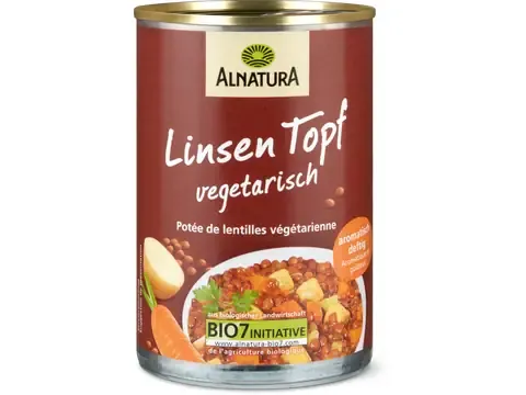 Alnatura · Potée de lentilles · Bio, aromatique et goûteux, végétalien 400g