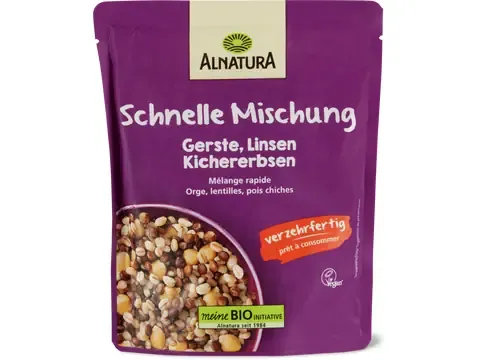 Alnatura · Mélange rapide · Bio, Orge, lentilles et pois chiches 250g