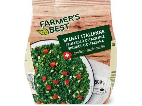 Farmer's Best · Épinards à l’italienne · épicé 500g
