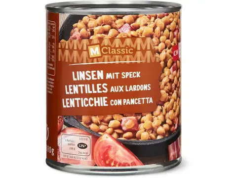 M-Classic · Lentilles · aux lardons 880g