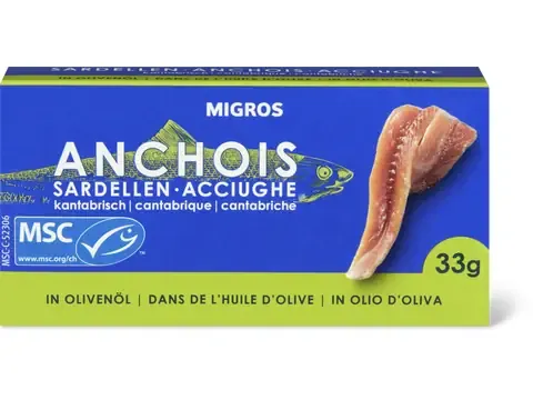 Anchois · Anchois de la mer Cantabrique à l’huile d’olive 33g