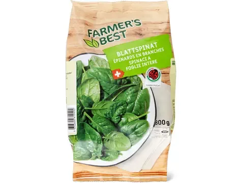 Farmer's Best · Épinards en branches · IP-SUISSE 800g
