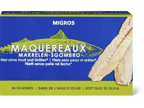 Filets de maquereaux · sans peau ni arêtes, à l'huile d'olive 90g