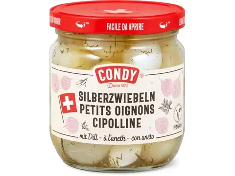 Condy · Petits oignons suisses · à l’aneth, végétalien 200g