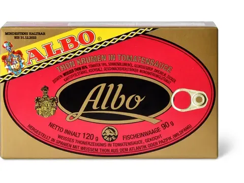 Albo · Émietté de thon · à la sauce tomate 120g