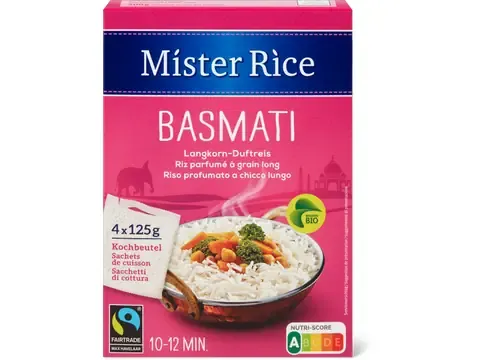 Mister Rice · Basmati · Bio, Riz long parfumé 4x125g