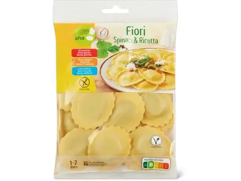 Fiori · aha!, Épinards et ricotta , végétarien, sans gluten, sans lactose 200g