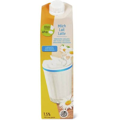 Lait · aha!, IP-SUISSE, 1,5% mat. grasse, UHT, sans lactose 1l