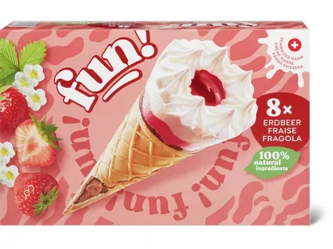 Fun · Cornets · Fraise 8 x 145ml
