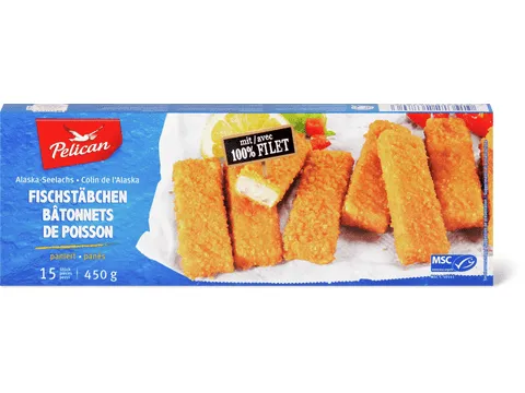 Pelican · Bâtonnets de poisson · Colin de l’Alaska 450g