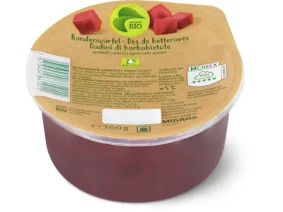 Dés de betterave rouge · Bio, cuites à la vapeur 300g