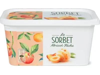 Glace en bac · Sorbet Abricot Pêche, végétalien 1l