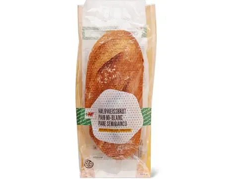 M-Budget · Pain mi-blanc · IP-SUISSE, farine claire 500g
