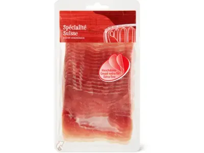 Spécialité Suisse · Jambon cru des Grisons · IP-SUISSE, en tranches ultrafines 100g