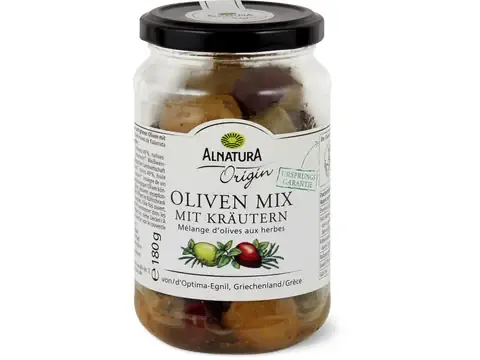 Alnatura · Olives mélangées · Bio, aux herbes 180g