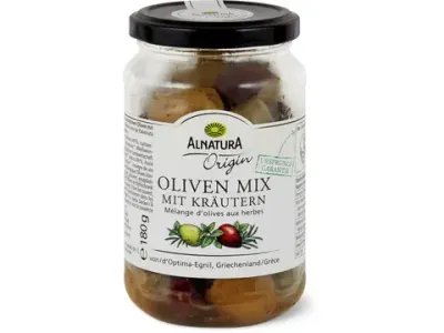 Alnatura · Olives mélangées · Bio, aux herbes 180g