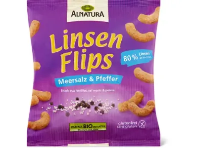 Alnatura · Snack aux lentilles · Bio, Sel marin et poivre, végétalien 75g