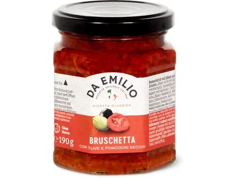 Da Emilio · Bruschetta ·   olive e pomodori 190g
