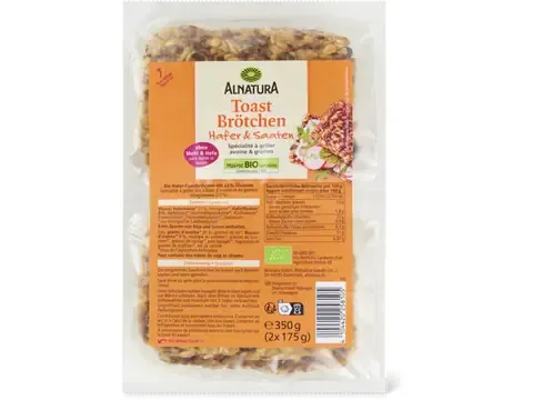 Alnatura · Petits pains à toaster · Bio, Avoine &amp; graines 350g
