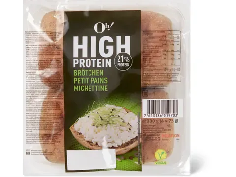 High Protein · Petits pains riches en protéines · 21% de protéines 300g