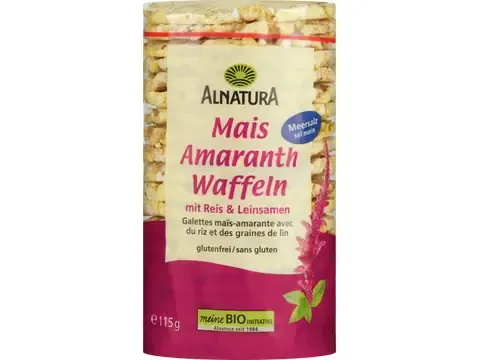 Alnatura · Galettes maïs-amarante · Bio, avec du riz et des graines de lin 115g