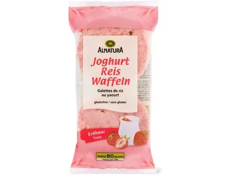 Alnatura · Galettes de riz · Bio, au yaourt et à la fraise 100g