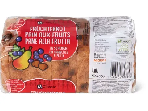 M-Classic · Pain aux fruits · En tranches, végétalien 480g