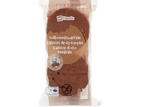 M-Classic · Galettes de riz complet · Chocolat au lait, sans gluten 100g