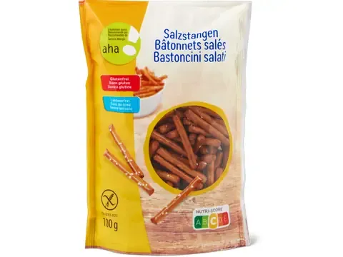 Bâtonnets salés · aha!, sans gluten, sans lactose 100g