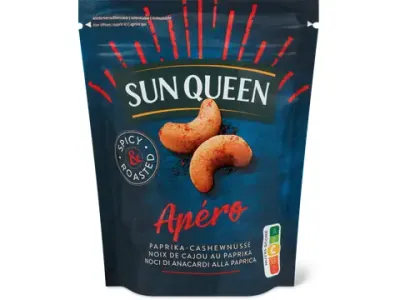 Sun Queen Apéro · Noix de cajou au paprika · épicées et grillées 170g