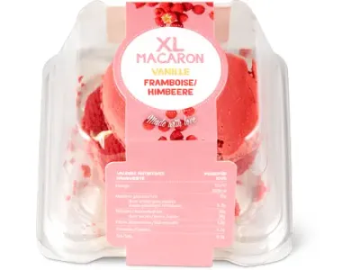 Macaron vanille/framboise · XL 100g