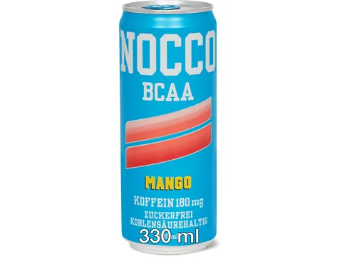 Nocco · BCAA · Mango, Koffein 180mg, Sans sucre ajouté 330ml
