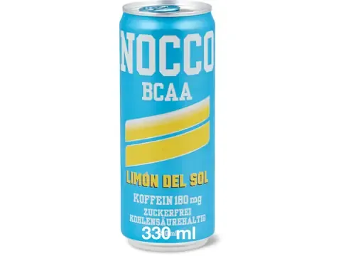Nocco · BCAA Limon del Sol · Caféine 180 mg, Sans sucre ajouté 330ml