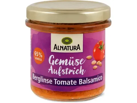Alnatura · Tartinade · Bio, Lentilles de montagne, tomates et vinaigre balsamique 140g