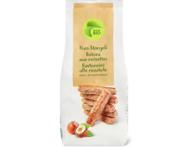 Bâtons aux noisettes · Bio, Blé complet 270g