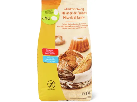 Mélange de farines · aha!, pour pain, gâteaux &amp; autres produits de boulangerie, sans gluten, sans lactose 1 kg