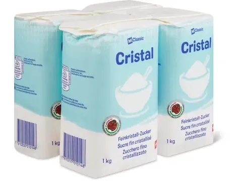 M-Classic · Sucre fin cristallisé Cristal · IP-SUISSE 4 x 1kg