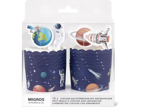 Moules à muffins avec astronautes décoratifs à piquer 12 pièces