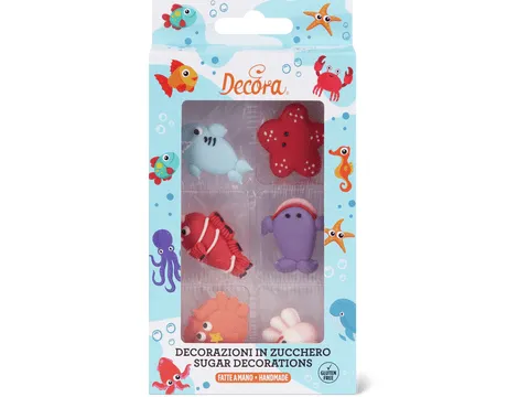 Decora · Décorations en sucre animaux marins 6 pièces